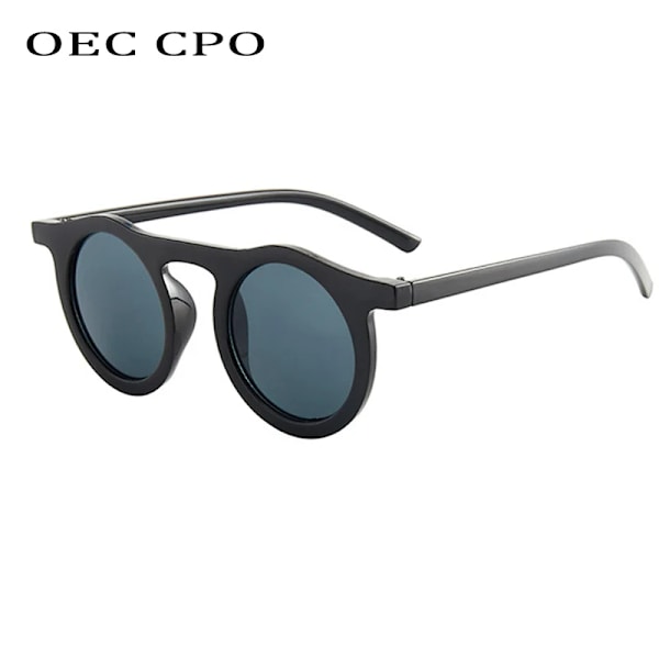 OEC CPO Klassiska runda solglasögon Män Kvinnor Mode Liten ram Solglasögon Kvinnlig plastglasögon Unisex UV400 O626 C9 Leopard-Brown