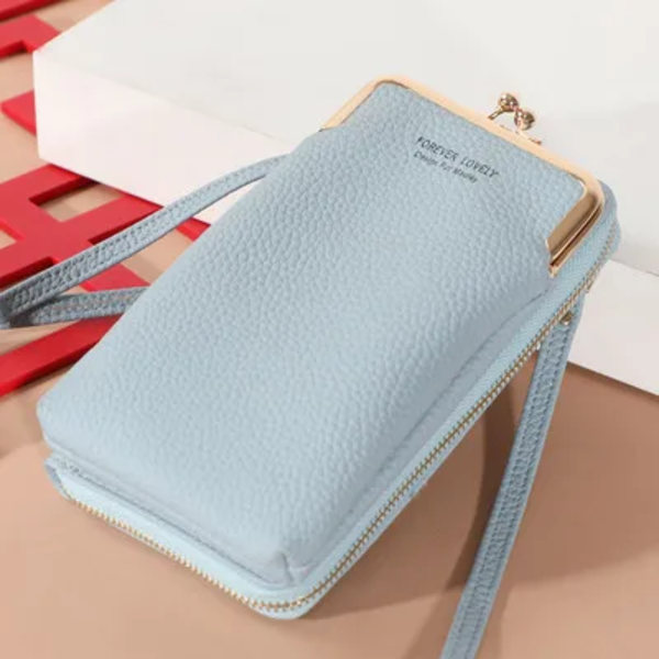 Mode små handväskor Crossbody-väskor Kvinnor Mini PU-läder Axelremsväska För GirlBolsas Damtelefonväska Blixtlåsflik Blue