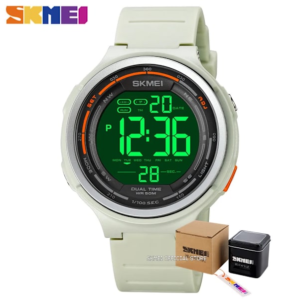 SKMEI Nytt LED-ljus Digital Herr Sportklockor Count Down 5Bar Vattentätt Armbandsur För Herr Man Klocka Watch hombre 1841 light grey with box