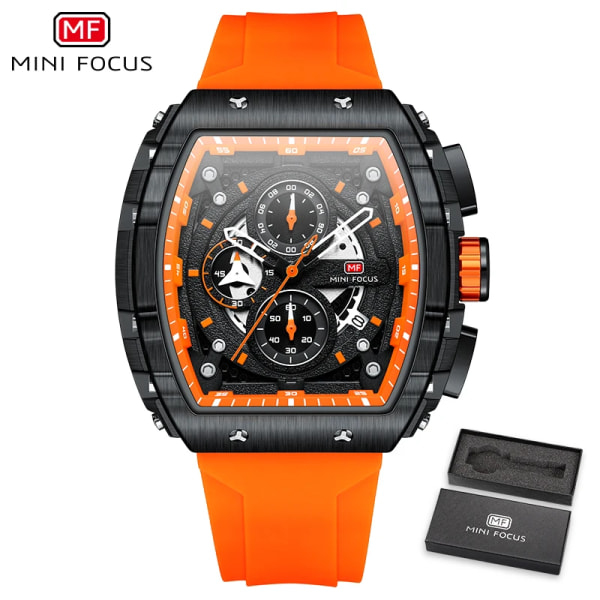 Watch för män Lyx Toppmärke Sportklockor Silikonrem Vattentät Chronograph Quartz Armbandsur Relogio Masculino Orange