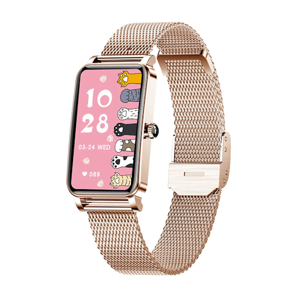 PLUMZONG Dam Smart Watch Custom Urtavlor Full Touch Screen IP68 Vattentät Smartwatch Dam Härligt armband Rose Gold