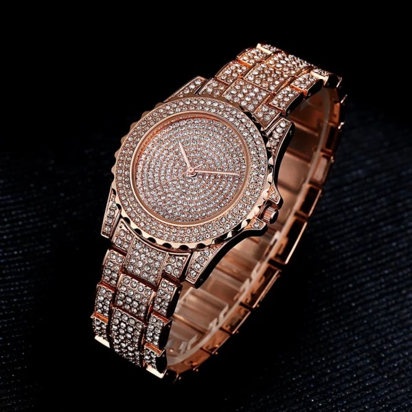 Watch Mode Bling Casual Damer Kvinnlig Quartz Gold Watch Crystal Diamond For Women Klocka Gold