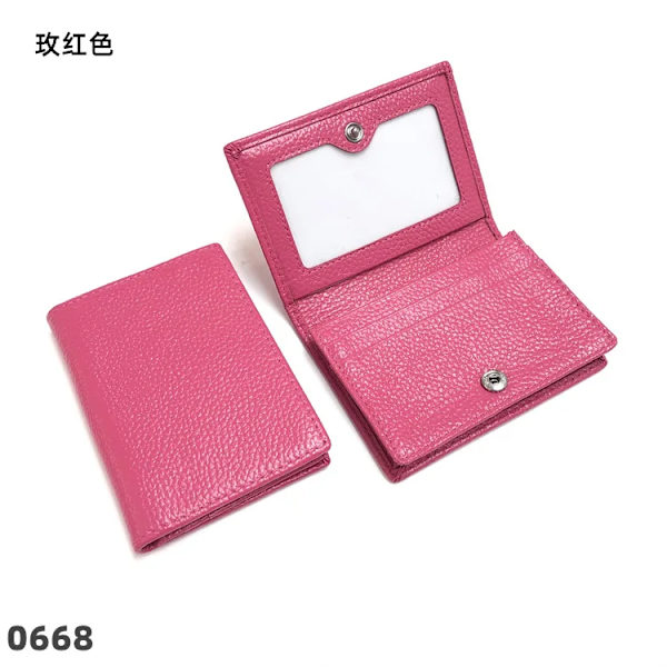 Visitkortshållare Dam Bifold Läder Kreditkortsfodral Case Anpassad Män Ko Äkta Läder Bright red