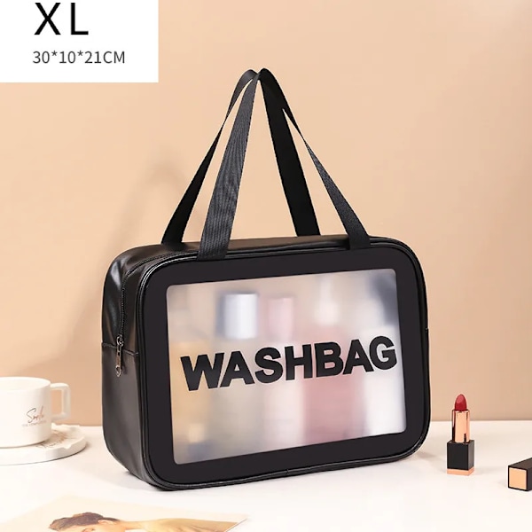 4 Style PCS Damkosmetikväska 2023 Badmakeup Förvaringsväska Bärbar Vattentät Resor Dam Dusch Handväska PU Black XL