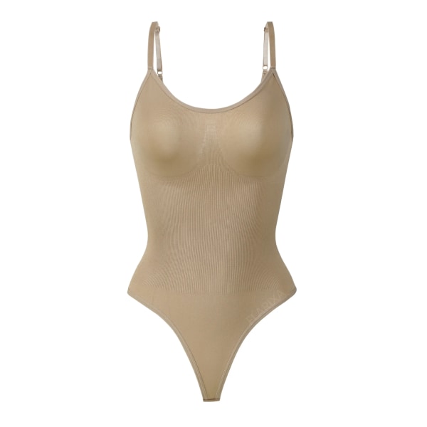Flarixa Shapewear Dam Magkontroll Sömlös Body Shaper String String Elastisk Spaghetti Strap Body Plus Size Shaping Corset Khaki M