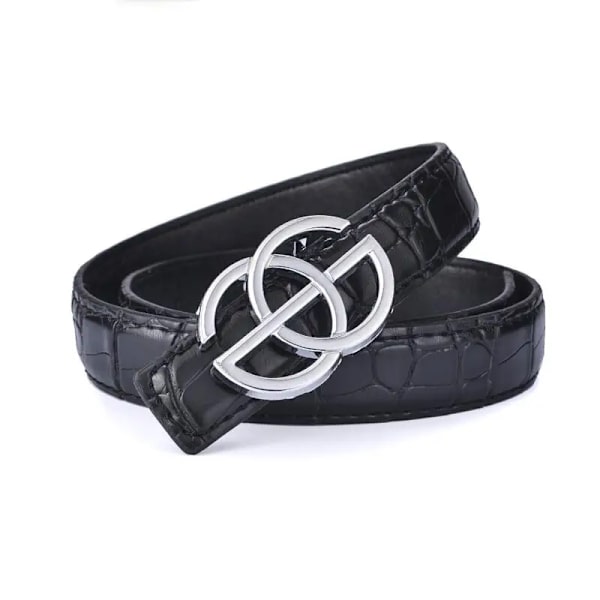 Nytt Barn Bältesrem Hög Kvalitet Lyx Barn Pojkar/flickor lädermodebälten student Legeringsspänne Bälte Jeans Midjebälte 1black 80cm