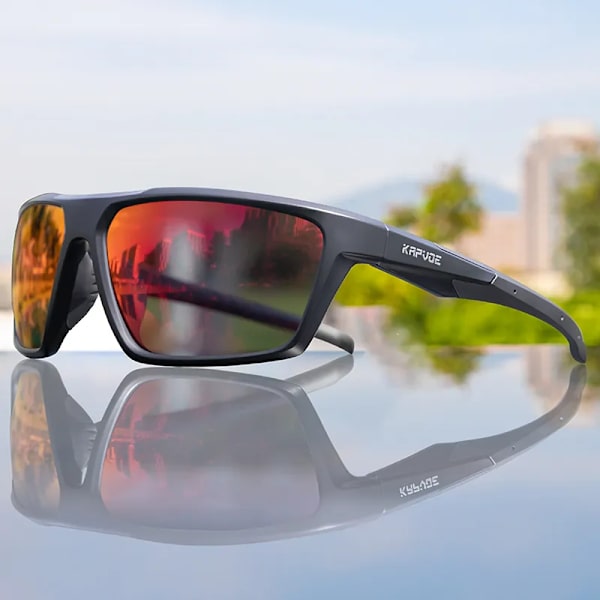 Kapvoe Polarized Men Solglasögon UV400 Protect Glasögon för män Fiske Cykelglasögon Köra Klättring Utomhus Solglasögon Sport KE-X12-04 1 LENS