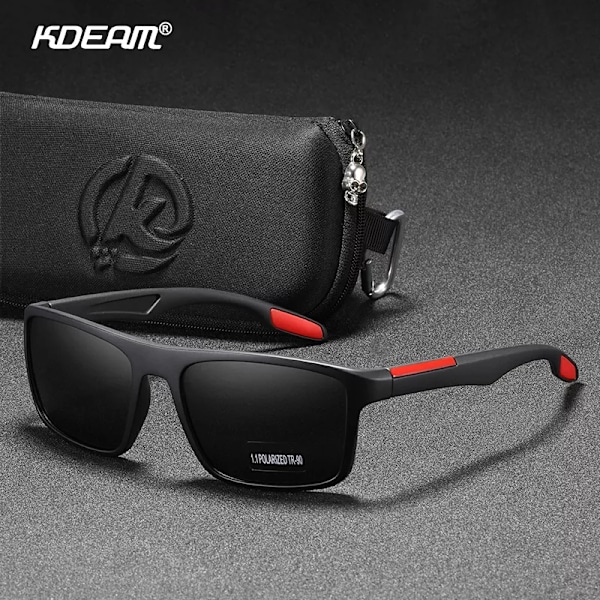 KDEAM Rectangular Ultra Light TR90 Solglasögon Herr Polariserad TAC 1,1 mm Tjocklek Lins Solglasögon Kvinnor Sport Kat.3 C2 Matte black TR90 Polarized