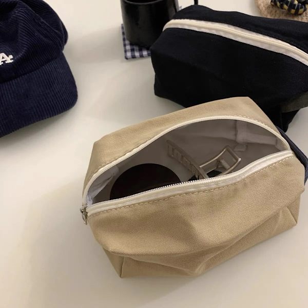 Koreansk sminkväska för kvinnor Bärbar kosmetisk förvaring Toalettväskor Kvinnlig skönhet Case Organizer Clutch Khaki S-11x7x8cm