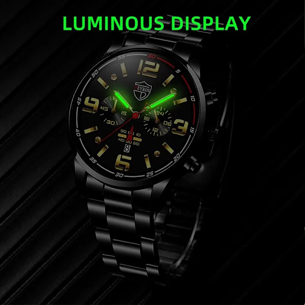 Lyxmode Herrklockor Herr Business Watch i rostfritt stål Quartz Black Gold