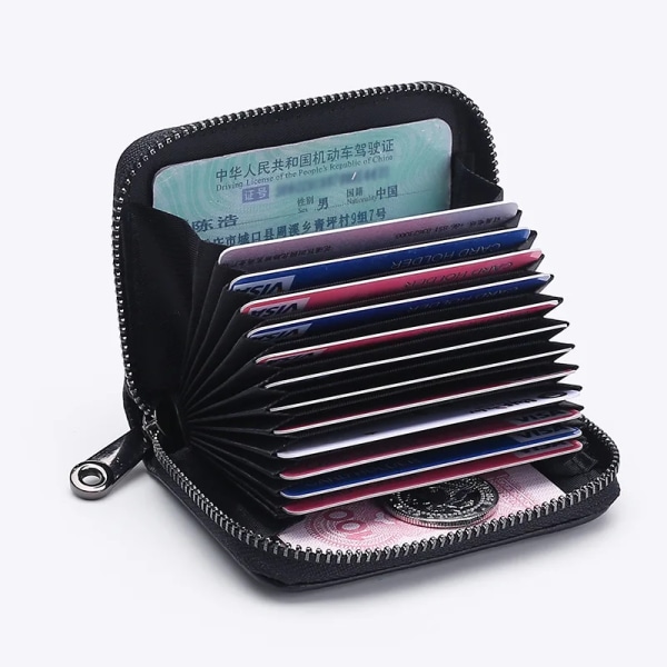 14/20 kort i äkta koläder Stöldskyddshållare Case Organizer Passplånbok Män RFID-blockerande kortplånböcker Handväska Pink 20 cards