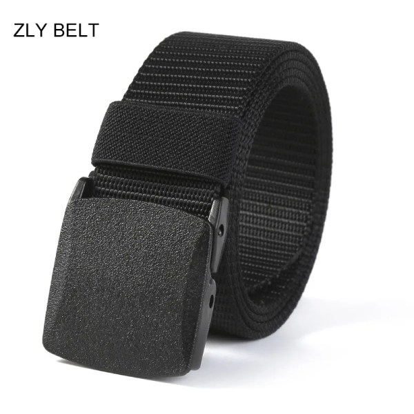 ZLY 2021 Nytt mode Canvasbälte Män Kvinnor Unisex utomhus Taktiskt plastspänne Solid Trend Vandring Midjeband Casual Hot Sälj green 125cm
