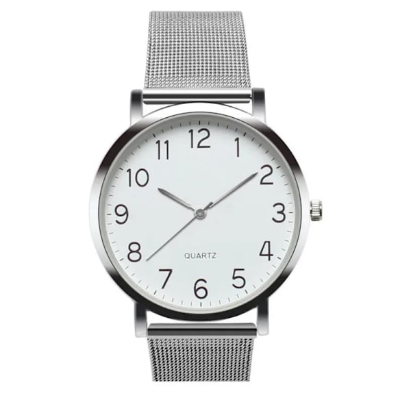 Mode Watch Quartz Steel Mesh Band Enkelt arabiskt nummer Studentklockor Damklocka Reloj Mujer Silver