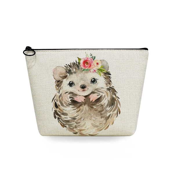 2022 tecknad igelkottsblomma printed kosmetisk väska för kvinnor Harajuku Casual Makeup-väskor Bärbar rese-toalettväska Case sn5710 Hedgehog Bag