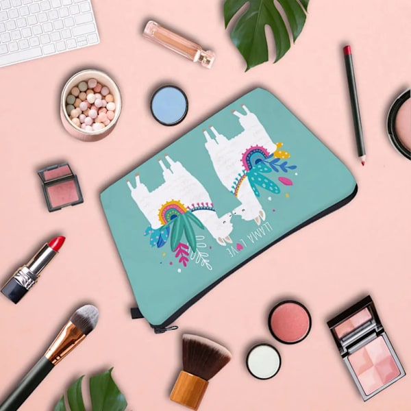 Sminkväska Värmeöverföring Härlig kosmetisk väska med print Liten toalettväska för damer och flickor Presenter Högkvalitativt case 307-13 Alpaca Bag