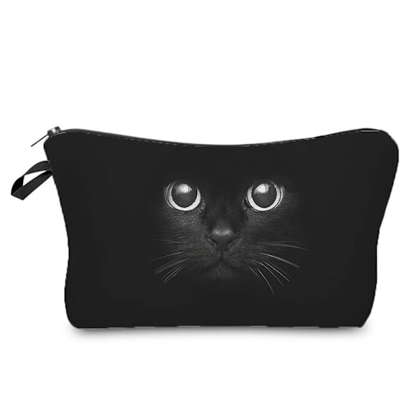 Svart katt utskrift kvinnor kosmetiska väskor Djur Söt Casual Bärbar förvaring Sminkväska Toalettväskor hz1298 Cat Bag
