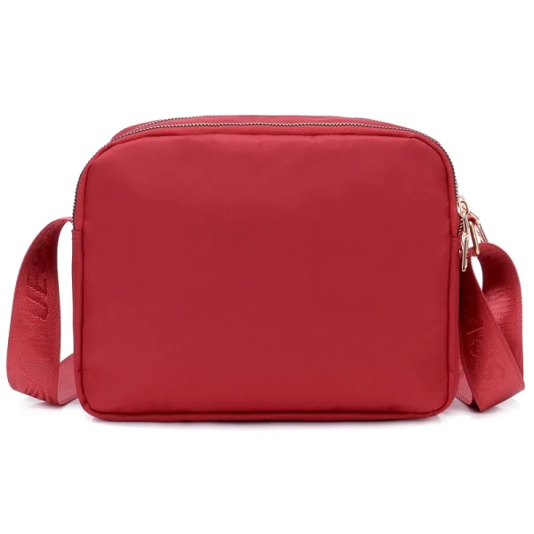 Dammode Enfärgad dragkedja Vattentät Nylon Axelväska Kvinnlig Crossbody-väska Dam Bolsa Vattentät reseväska Red