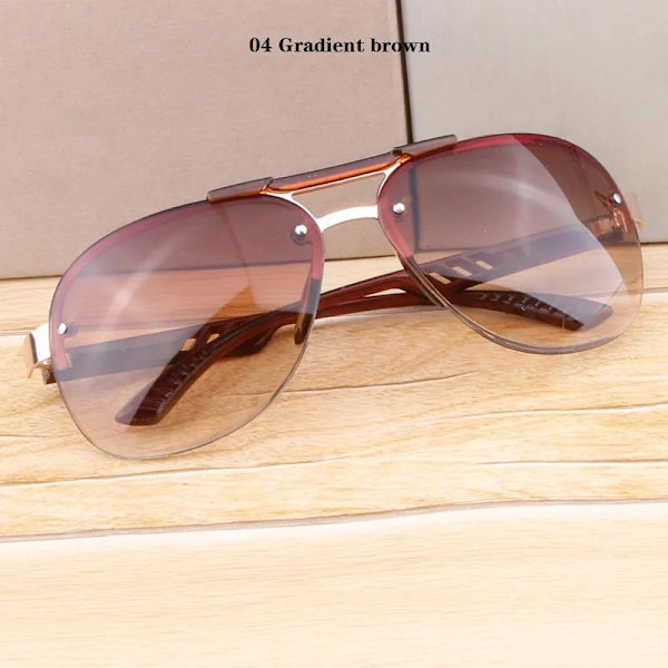 Klassiska Gradient Lens Solglasögon Män Kvinnor Lyx Driving Pilot Solglasögon Mode Båglösa Solglasögon Kvinnliga Man Glasögon UV400 04 Gradient brown Green