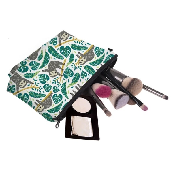 Sloth Abstrakt konst Kosmetisk väska Vattentät tryck Swanky Turtle Leaf toalettväska Anpassad stil för resor Makeup-väska för kvinnor 303-1 Cosmetic Bag