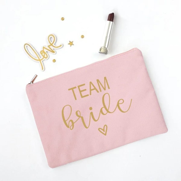 Team Bride Sminkväska Bachelorette Party Kosmetiska väskor Brudtärna Toalettartiklar Organizer Kvinnlig Förvaring Case Bröllopspresenter W01005-TBPK-D