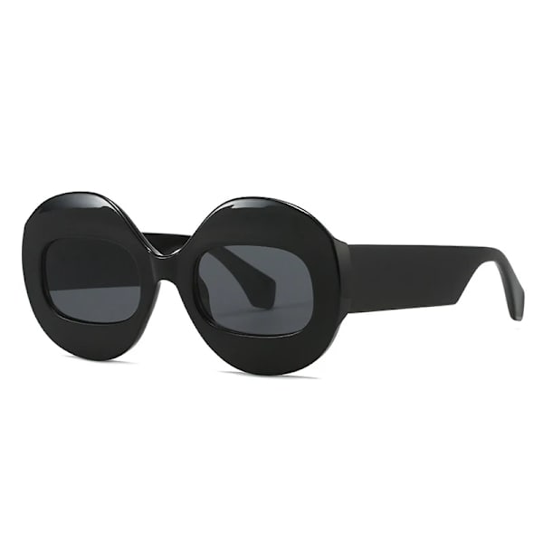 SO&EI Mode Rund Kontrast Färg Dam Solglasögon Retro Oval Klar Gradient Lens Shades UV400 Män Trendiga Punk Solglasögon Black grey As the picture