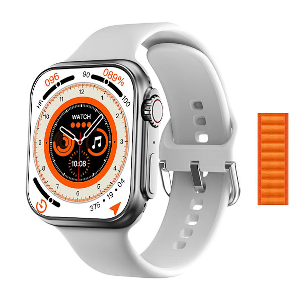 LEMFO Smart Watch Ultra Series 8 NFC Smartwatch Herr Dam Bluetooth Call IP68 Vattentät trådlös laddning 2 tums HD-skärm Orange nylon(.431) 44mm Ultra(.431)