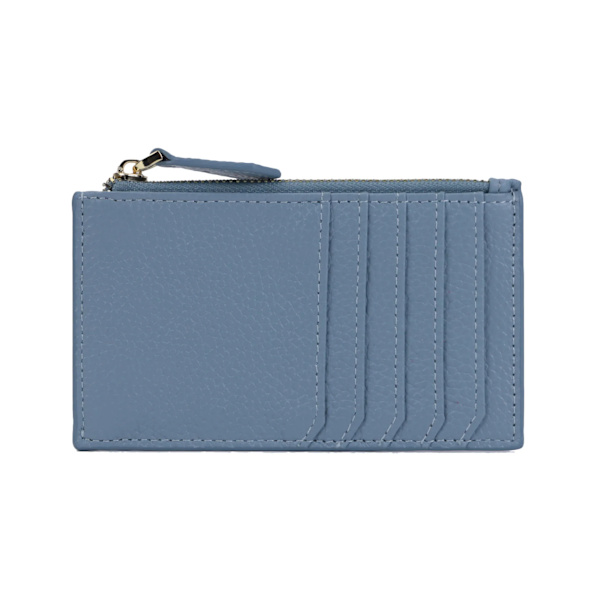 Anpassade bokstäver äkta läder Dragkedja Korthållare Mini Kort Damplånbok Koreanska Japan Pengarväska Lady Myntväska linen blue