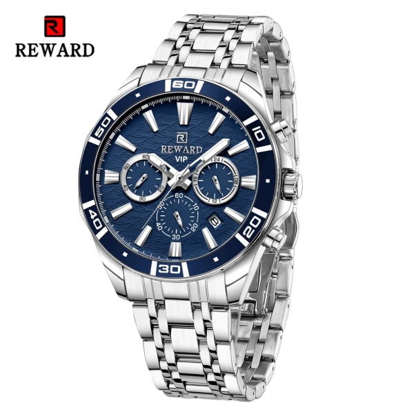 Ny belöning watch Vattentät sportarmbandsur för män Rostfritt stål Business Quartz klockor Klockgåva till fars födelsedag RD81134M-B No Box