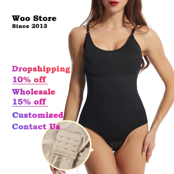 Woo Store Kvinnor Kroppstrosor Shaper Body Slimming Underkläder Waist trainer Korsett Shapewear Magekontroll Bust Lifter WSSS-06 Black L 58-66Kg