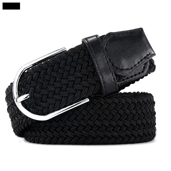 3,2 cm bredd kvinnor Casual Randig Stretch vävda midjebälten Elastiska manliga och kvinnliga jeans Dekorativt svart rött bälte för kvinna Black 110cm