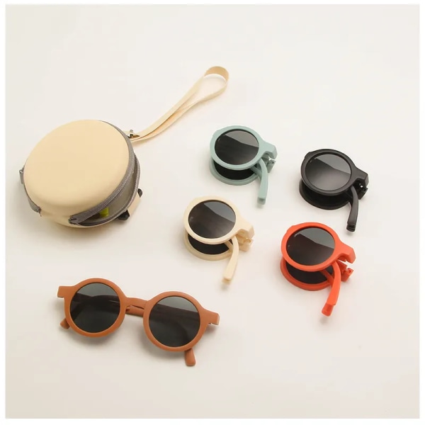 Classic Ins Vikbara solglasögon Barn Märkesdesigner Rosa Rund Ram Solglasögon Flickor Pojkar Lentes UV400 GAFAS Sol Mujer c1 1-8 years old