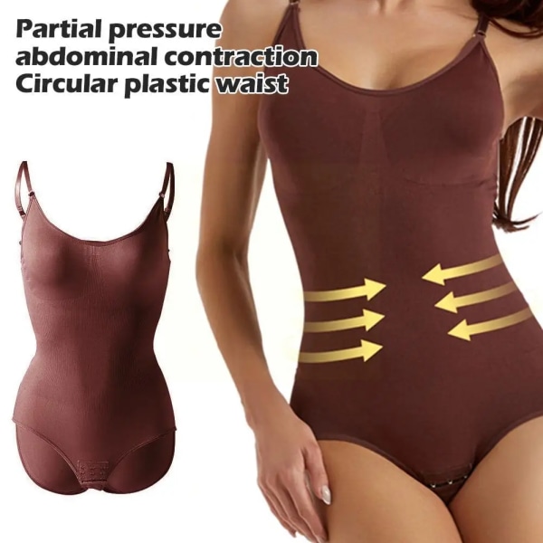 Sömlös Shapewear Body för kvinnor Magkontroll Butt Lifter Body Shaper Osynlig under klänning Bantningsrem String Unde I3J1 Khaki M