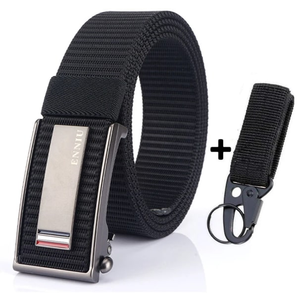 Nytt mode herrbälte Toppkvalitet Bekväma nylon för män Metall Automatiskt spänne Ung Canvas Taktisk designerbälte Black Belt B Set 120cm Adjustable
