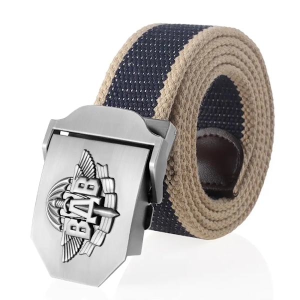 SupSindy män Canvasbälte 3D ryska luftburna trupper VDV metallspänne jeansbälten för män Army Military Taktisk Bälten Man Strap Blue beige side 110cm