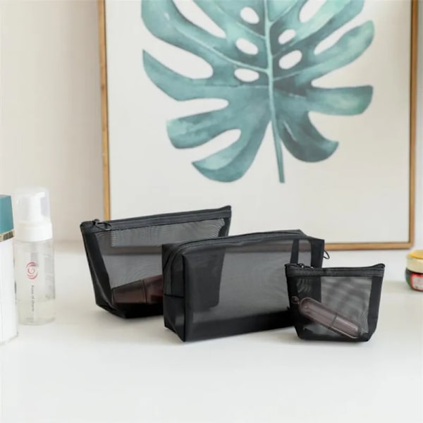1st Svarta Kvinnor Män Nödvändig kosmetikaväska Transparent organizer Mode Liten Stor Svarta Toalettväskor Sminkpåse M