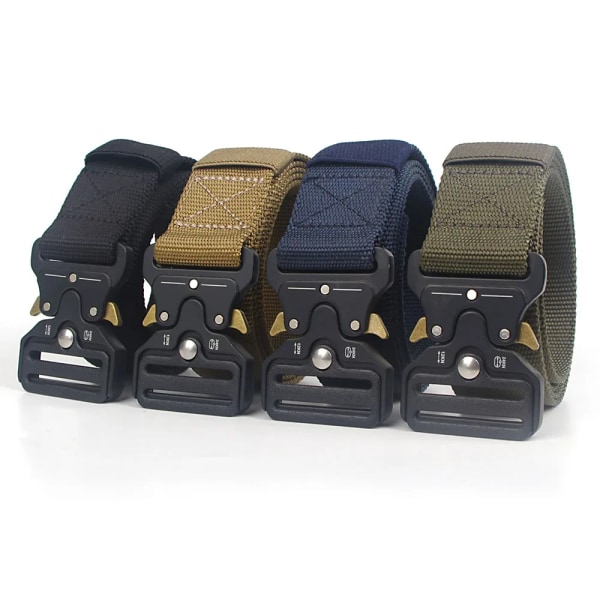 Klassiskt taktiskt utomhusbälte Quick Release Spänne Unisex Nylon Canvas Militärträningsbälte Män Högkvalitativa designerbälten Khaki 125cm