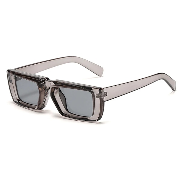 OEC CPO Vintage Rectangle Solglasögon Dam Punk Small Frame Solglasögon Män Trender Fyrkantiga Glasögon UV400 Shades Mode Glasögon Gray-Gray As the picture