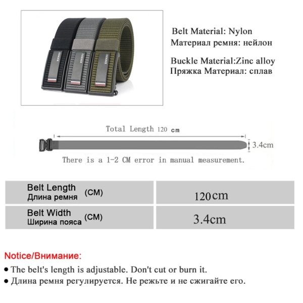 Nytt mode herrbälte Toppkvalitet Bekväma nylon för män Metall Automatiskt spänne Ung Canvas Taktisk designerbälte Brown Belt B Match 120cm Adjustable