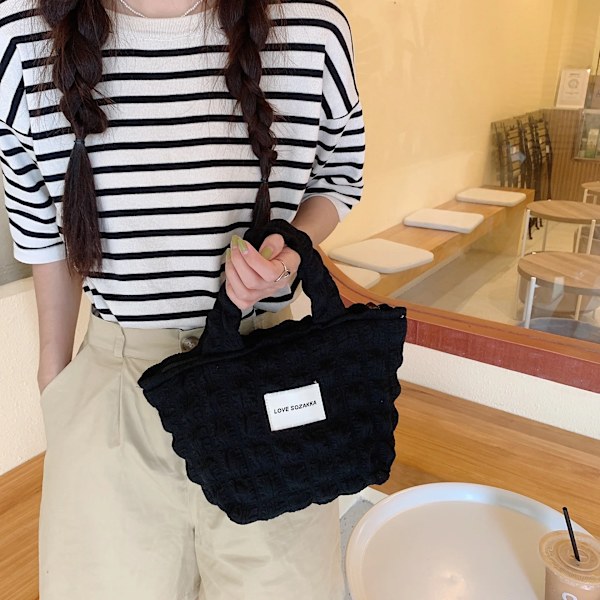 Nytt mode kvinnor Canvas Axelväska Dam Casual Handväska Tygväska Återanvändbar Handväskor med stor kapacitet Bomull Shopping Handväskor Yellow