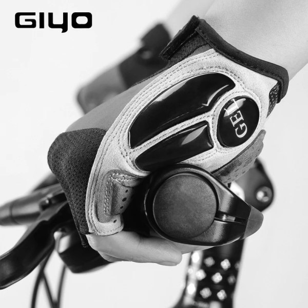 GIYO Cykelhandskar Halvfinger utomhushandskar för män Kvinnor Extra Gel Pad Andas MTB Road Racing Ridning Cykelhandskar DH Black S