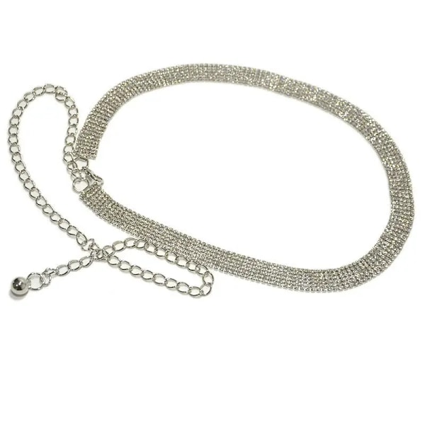 Strass midjekedja Mode tunna sektioner Damkedja Dam Elegant Lyx Magdans Diamantbälte Bg-1296 6 row silver chain 105cm