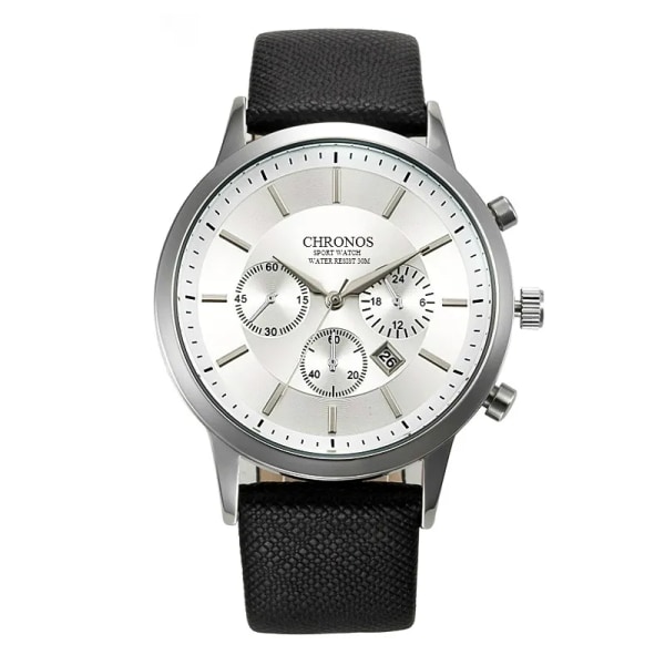 Män Casual Sport Business Armbandsur Mode Läder Militär Quartz Watch for Man Klänning Analog watch med datum CH0404