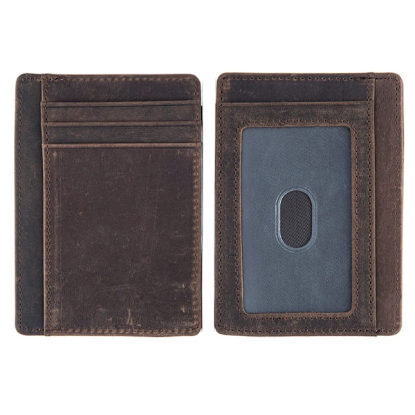 Retro unisex smal korthållare i äkta läder Plånbok Mjuk kohud Mini tunn Kreditbankkortsväska Små män Kvinnor Plånböcker dark brown