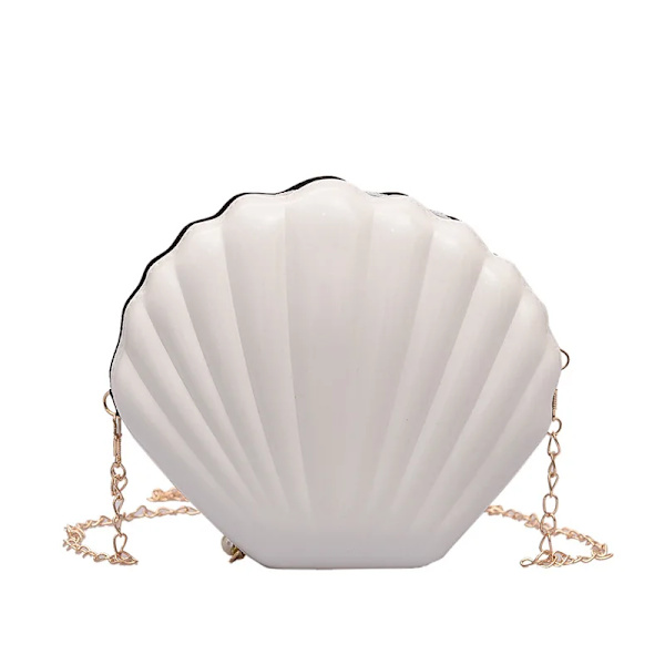 Mode Kvinnor Axelväskor Skalväska Kedja Söta paljetter Liten väska Telefon Pengar Påse Dragkedja Crossbody-väskor för kvinnor White 19x18x7cm