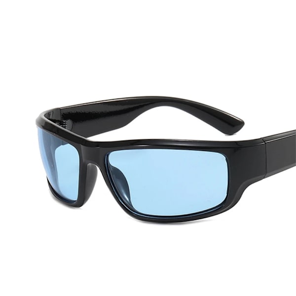 Nya Gröna Sportsolglasögon Män Kvinnor Retro Punk Trendiga Solglasögon För Manliga Solglasögon Goggle Utomhusspegelglasögon UV400 black blue with pouch and cloth