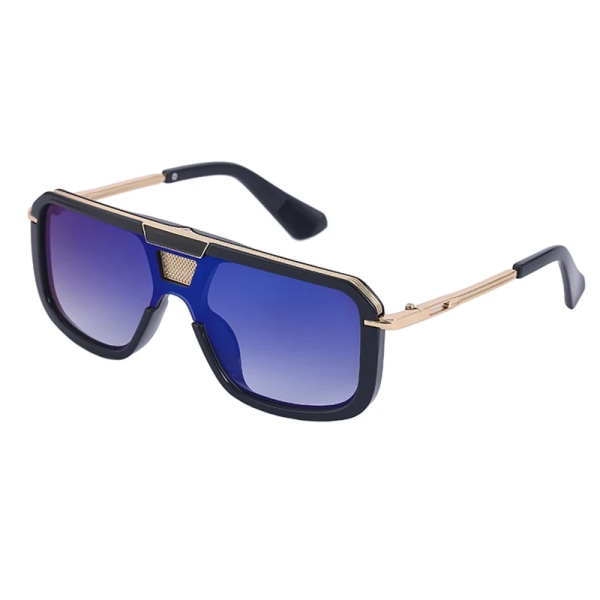 2022 New Retro Double Bridges Herr Solglasögon Mode Svarta Klara Glasögon Trending Hollow Leopard Blå Solglasögon Män Kvinnor Shad C02 Gold Blue Film Sunglasses