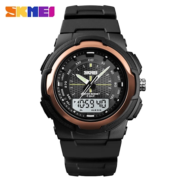 SKMEI Dual Display Quartz Watch Herr Utomhussportklockor Digitala Elektroniska Herrklockor Vattentät Top Märke Lyx Watch rose gold