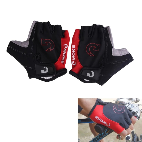 Halvfinger Cykelhandskar Anti Slip Gel Pad Andas Motorcykel MTB Road Bike Handskar Herr Dam Sport Cykel Handskar S-XL Red M