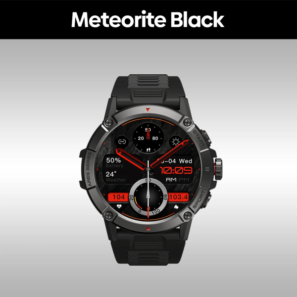 [Den nya ]Zeblaze Ares 3 Smart Watch Stor 1,52-tums IPS-skärm Röstsamtal 100+ sportlägen 24H Health Monitor Smartwatch Meteorite Black