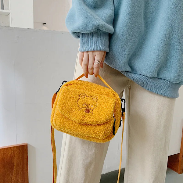 Kvinnor Mini Plysch Axelväska Kvinna Liten Canvas Cross Body Väskor Dam Broderi Dragkedja Tyg Handväska Mobiltelefon Väska Tote Khaki